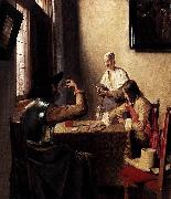 Pieter de Hooch Soldiers Playing Cards oil on canvas